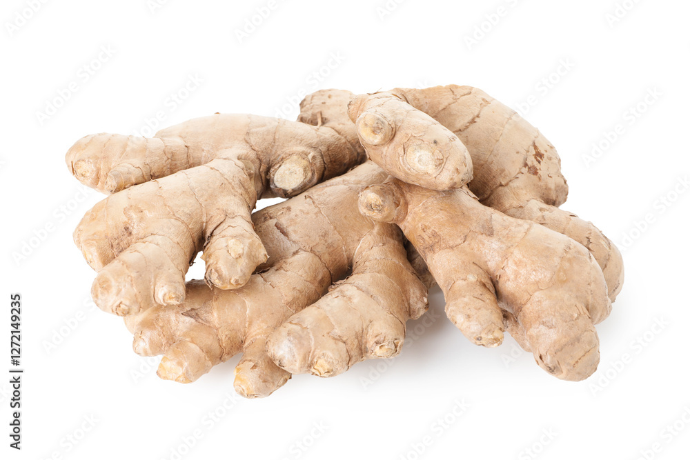 Fresh ginger isolated on white. Root vegetable Fresh ginger isolated on white. Root vegetable