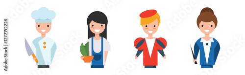 People of Different Occupation Wearing Uniform Portrait Vector Set