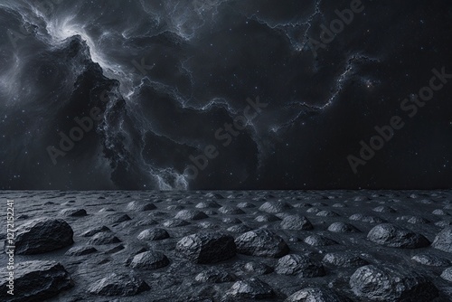 Dark Nebula Background with Textured Basalt Surface for a Vast Black Stone Canvas