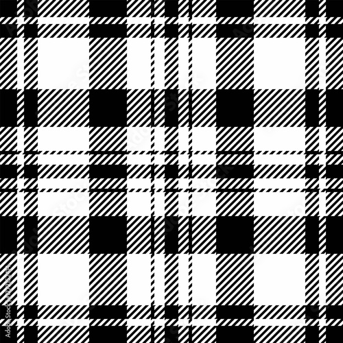 Layer tartan background texture, periodic textile plaid seamless. Halloween vector fabric pattern check in black and white colors.