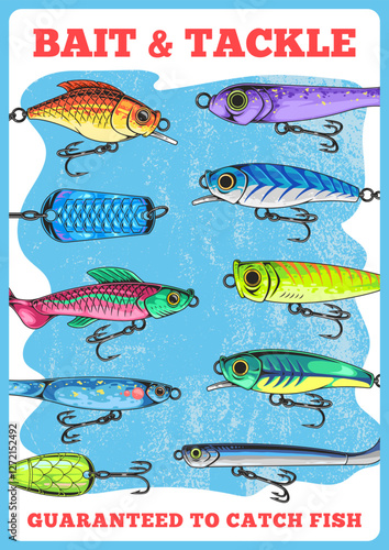 Vibrant fishing lures for sale by water