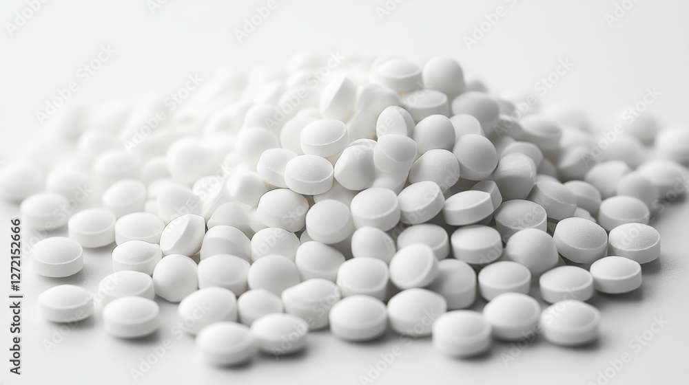 white pills isolated on a white background white pills isolated on a white background