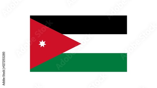 Obraz na płótnie Kingdom of Jordan national flag isolated on white background. Jordan officially the Hashemite Kingdom of Jordan is a country in the Southern Levant region of West Asia. w salonie