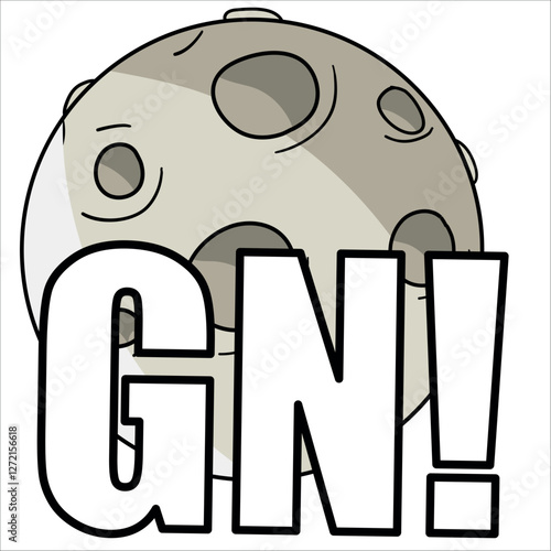 Cute vector colorful icon sticker: Good night moon emoticon for social platforms