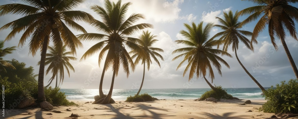 Coconut palms bent and twisted by powerful winds, forest stormy, coconut trees in the wind Coconut palms bent and twisted by powerful winds, forest stormy, coconut trees in the wind
