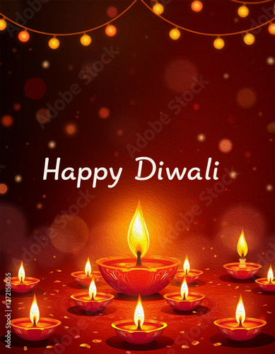 Happy Diwali illustration. Pattern for banners, covers, greeting cards, for printing on wall decorations.