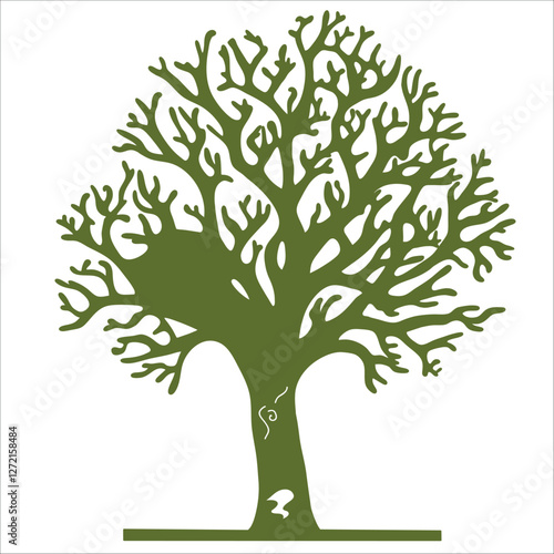 Simple vector green tree silhouette sticker, ready for print