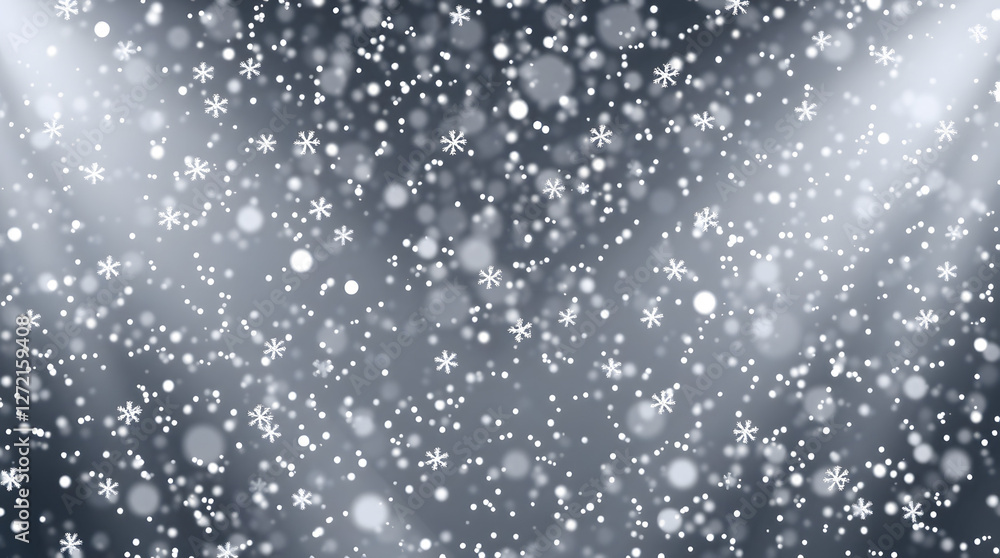 Falling white snowflakes and glitters on shiny gradient Falling white snowflakes and glitters on shiny gradient