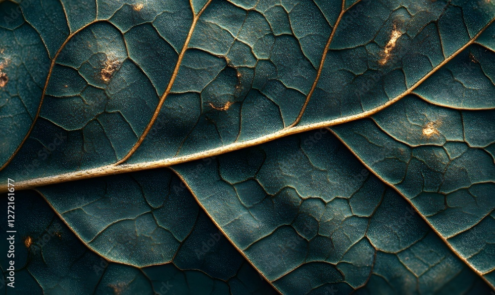 Macro close up of a green leaf revealing complex patterns and textures Macro close up of a green leaf revealing complex patterns and textures