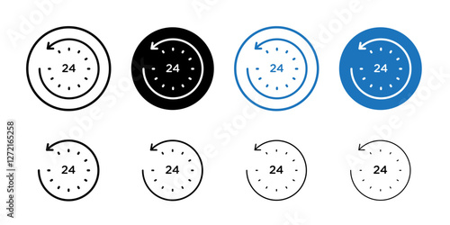 24 hours icon Simple outline vector logo