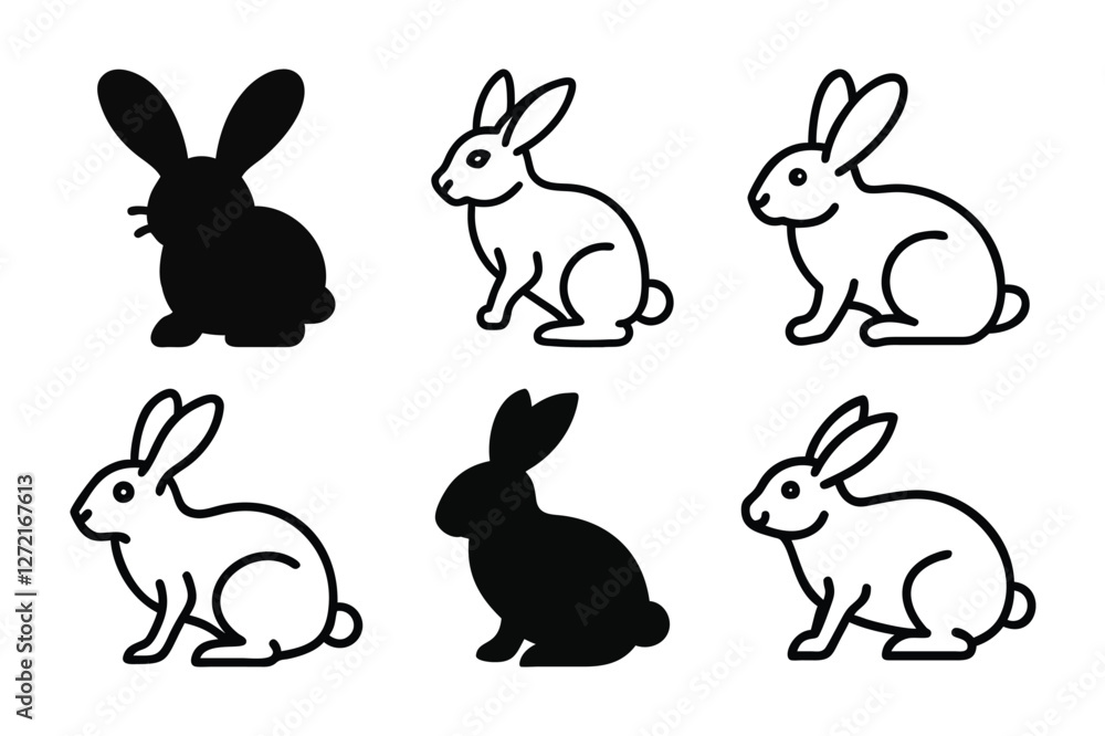 Fototapeta premium Rabbit vector illustration. Cute bunny rabbit cartoon clipart, animal in flat style.