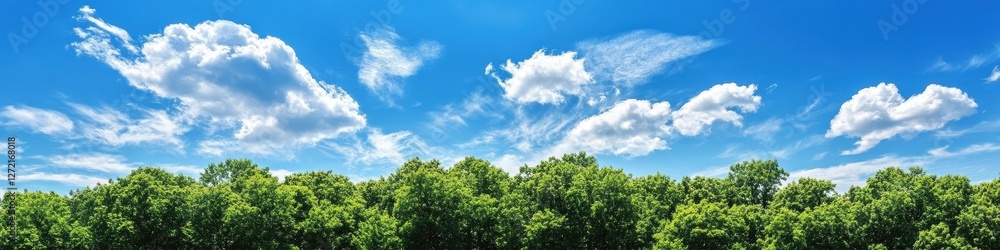 Stunning Blue Sky Over Lush Green Tree Tops: Scenic View from Mount Tom Trail at Sibley State Park Stunning Blue Sky Over Lush Green Tree Tops: Scenic View from Mount Tom Trail at Sibley State Park