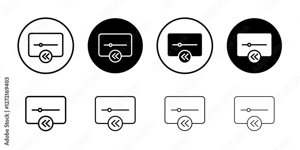 Rewind Previous Back arrow icon Simple outline vector logo Rewind Previous Back arrow icon Simple outline vector logo