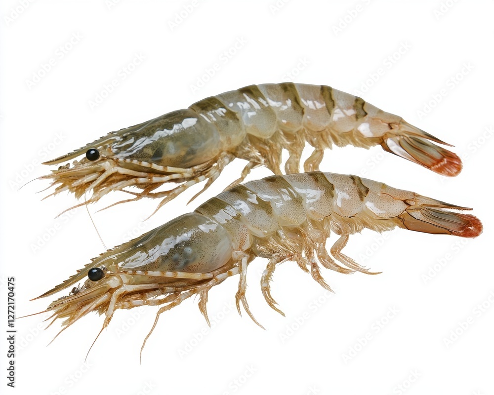 Single Cooked Tiger Shrimp Resting on White Surface, Ready-to-Eat Seafood Delicacy Single Cooked Tiger Shrimp Resting on White Surface, Ready-to-Eat Seafood Delicacy