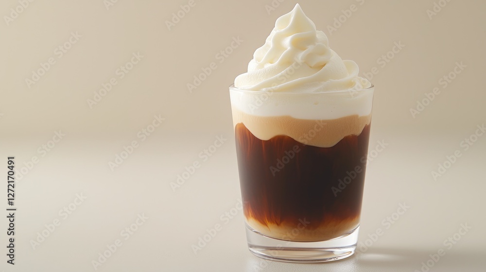 Creamy coffee drink in glass, studio shot Creamy coffee drink in glass, studio shot