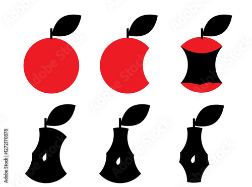 Dried Apple Core Icon, Organic Biodegradable Garbage Symbol, Fruits Compote Ingredient