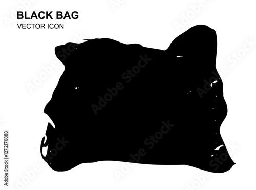 Garbage Bag Icon, Trash Package, Plastic Bin Bags, Black Polyethylene Waste Container