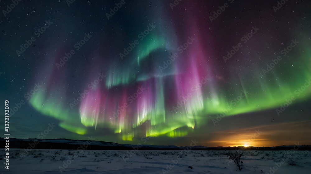 Naklejka premium aurora borealis over the sky, ai generated