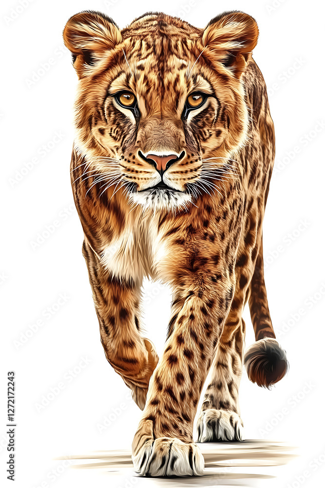 Obraz premium Animals, Nature, Art, Image, with White Background, for Printing Stickers, T-Shirt Print, Cap, Mug, Slipper, Mousepad