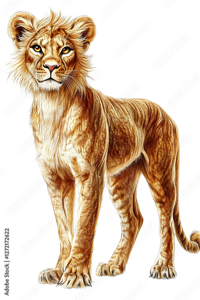 Obraz premium Animals, Nature, Art, Image, with White Background, for Printing Stickers, T-Shirt Print, Cap, Mug, Slipper, Mousepad