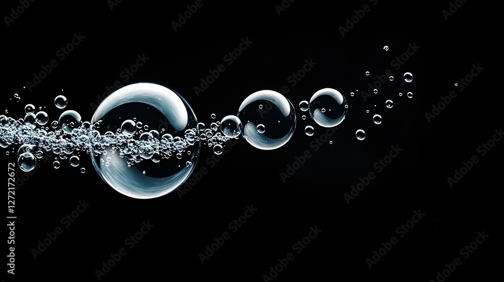 A black background with water bubbles on top and bottom A black background with water bubbles on top and bottom