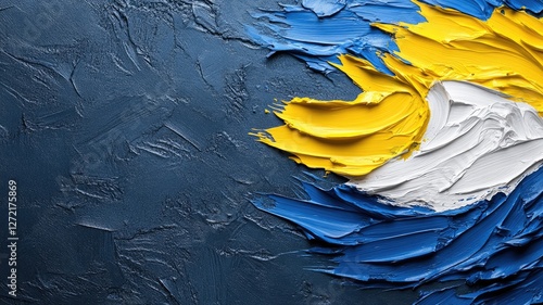 Wallpaper Mural Abstract textured painting with blue, yellow, and white strokes Torontodigital.ca