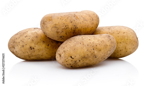 White dirty potatoes isolated on white background photo