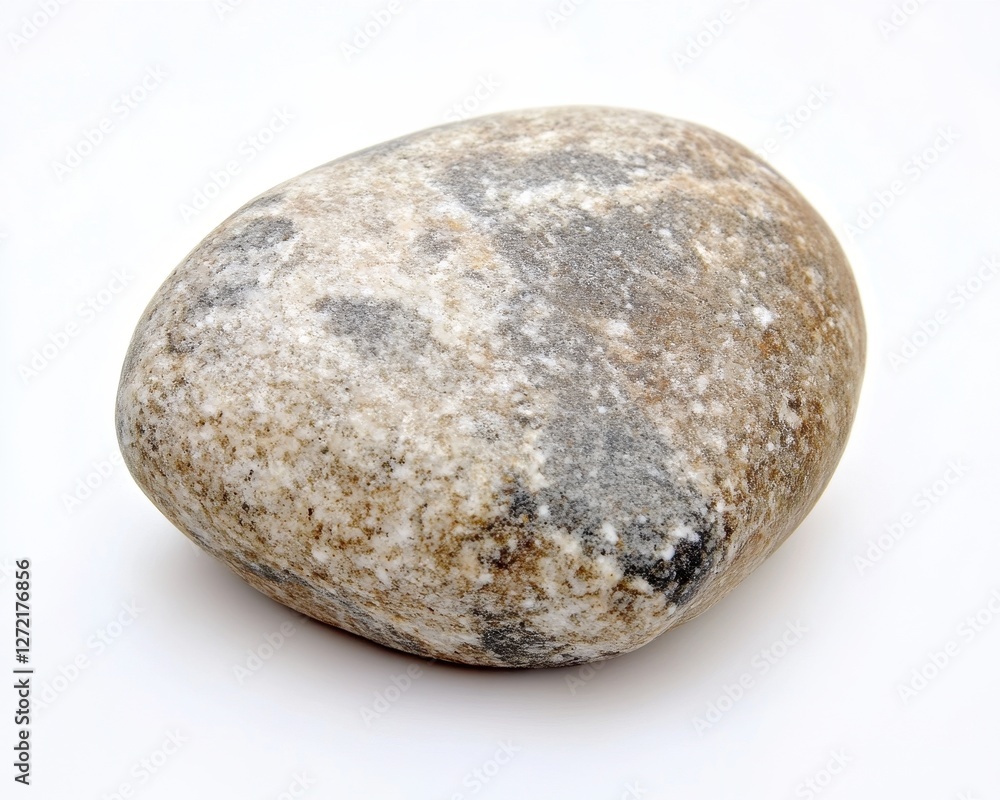 Polished Stone: Smooth Rock Pebble on a Crisp White Background Polished Stone: Smooth Rock Pebble on a Crisp White Background