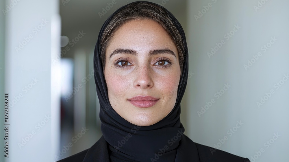 Woman in Hijab, Business Professional, Modern Office, Portrait, Possible Use Stock Photo Woman in Hijab, Business Professional, Modern Office, Portrait, Possible Use Stock Photo