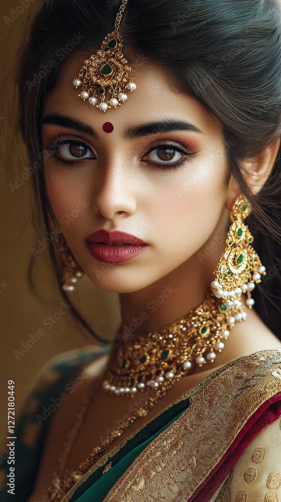 Portrait of Traditional Indian Bride in Jewelry
Portrait of Traditional Indian Bride in Jewelry