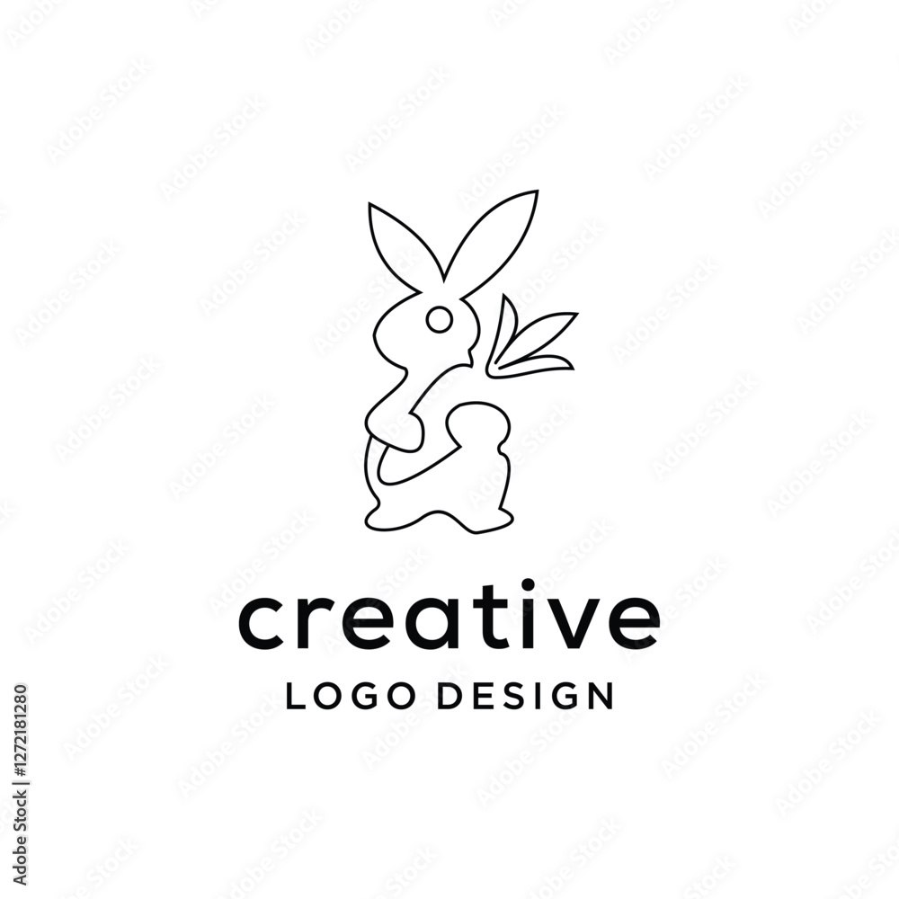 Rabbit carrots with line art, logo design Template vector Rabbit carrots with line art, logo design Template vector