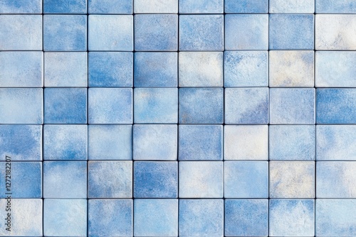 Abstract 3D geometric pattern of layered blue squares creating a modern textured background