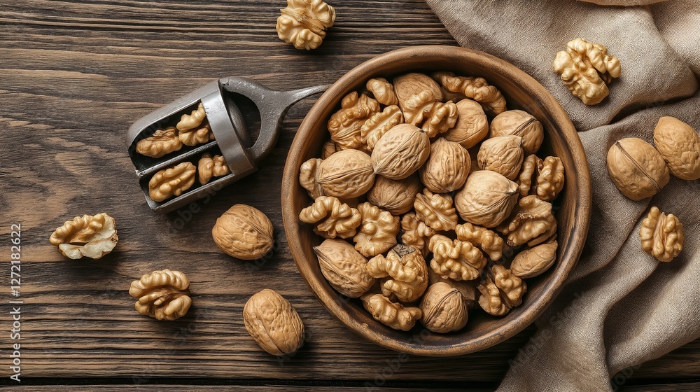 nuts on a wooden table nuts on a wooden table