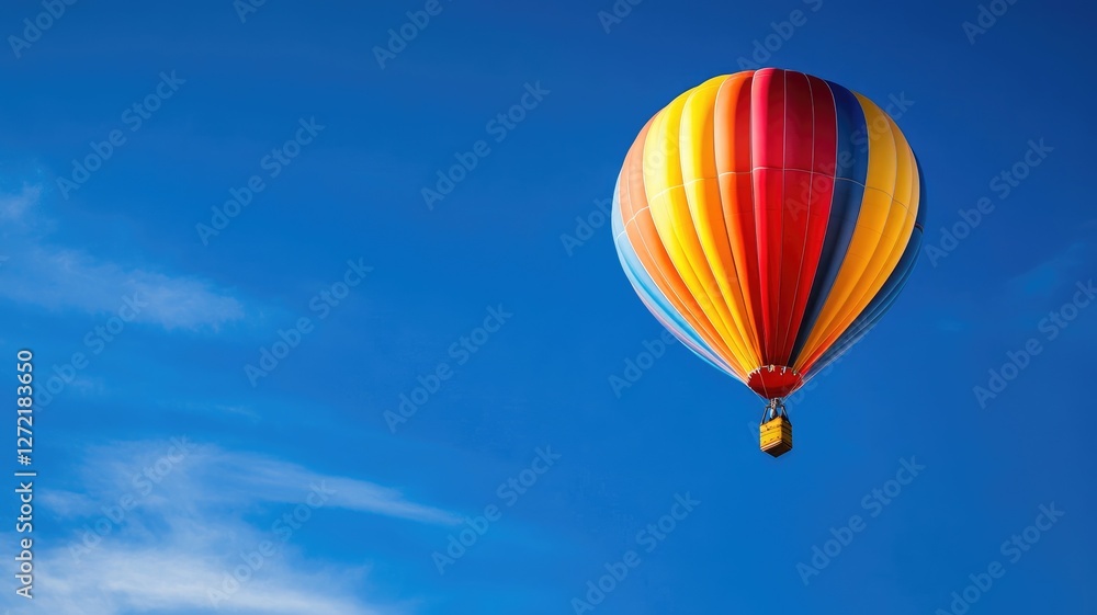 Colorful hot air balloon flying in blue sky Colorful hot air balloon flying in blue sky
