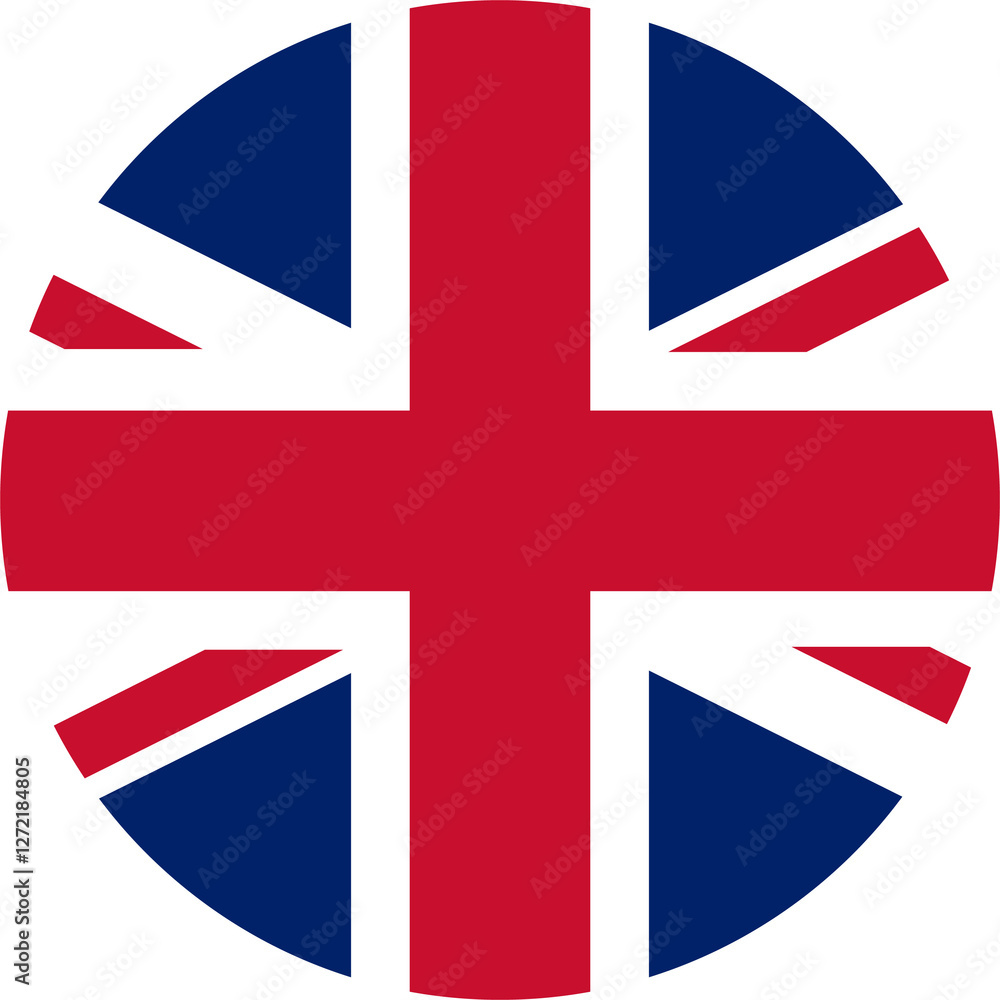 Obraz premium UK country flag icon, Great Britain circle button