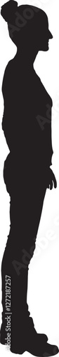 vector; silhouette; side view of a woman standing