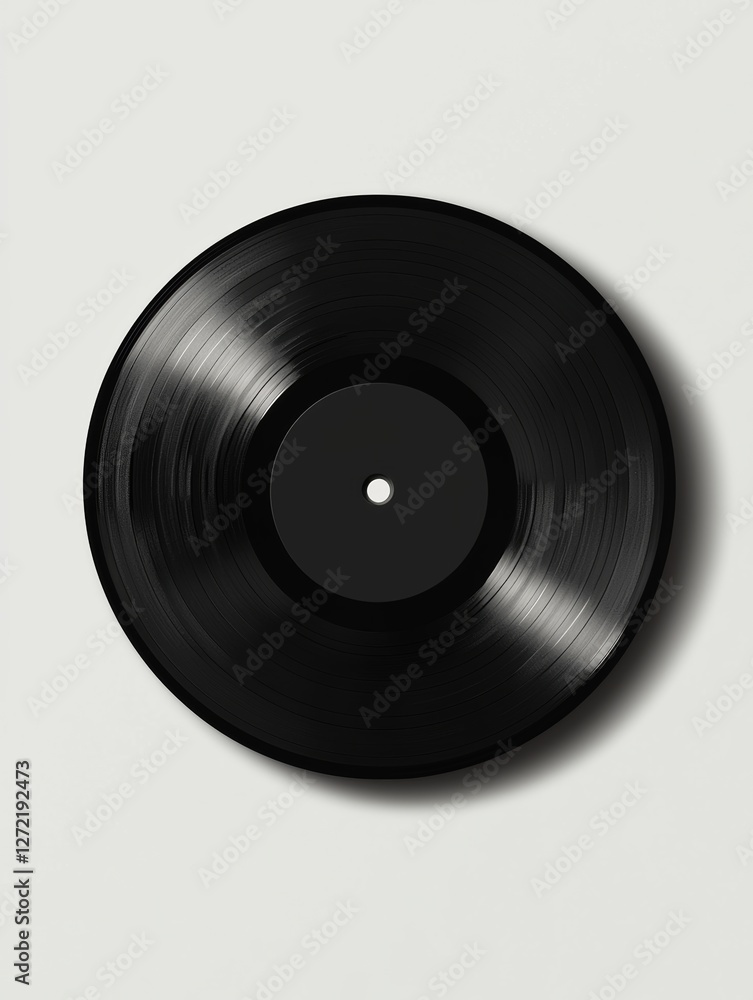 Obraz premium Classic Black Vinyl Record on Minimalist White Background for Retro Music Lovers