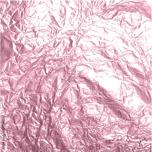 Foil textured pink background with crumpled metallic effect.