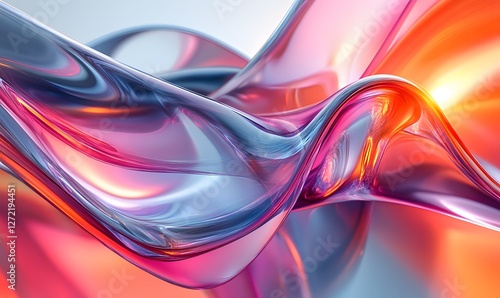 Abstract Fluid Art with Translucent Waves and Vibrant Colors with orange hues