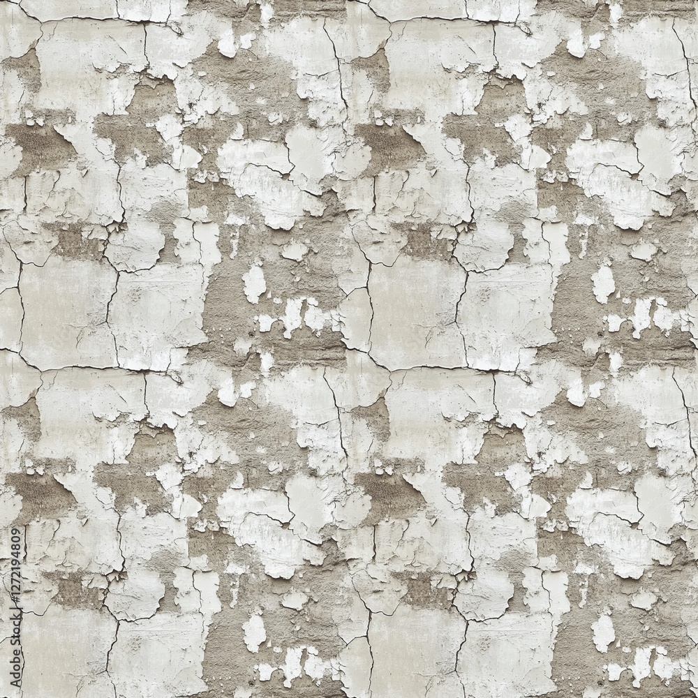 Obraz premium Texture of a wall with old plaster seamless pattern design. Old rough plaster background. Cement concrete background. The surface has old peeling paint. Raster bitmap illustration. AI artwork. 