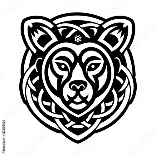 A filled style icon of celtic bear symbol