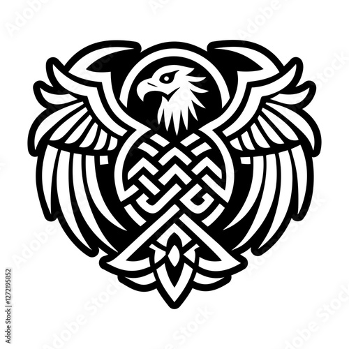 A glyph style icon of celtic eagle symbol