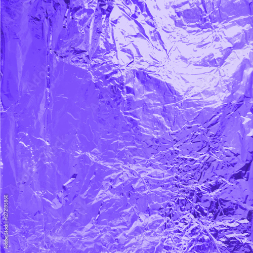 Vector illustration of textured purple crumpled metallic foil background.