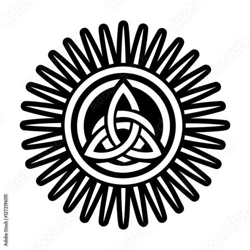 A glyph style icon of celtic sun symbol