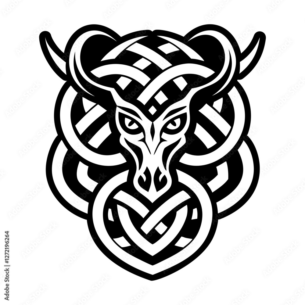 Horned serpent icon in solid style Horned serpent icon in solid style