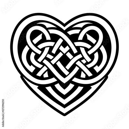 A solid style icon of heart knot symbol