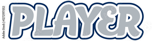 player - Navy blue and silver football, sport vector graphics, hockey, for street art - graffiti lettering typography - art illustration - multicolor - writen	