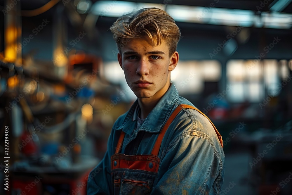 Fototapeta premium Young male repair technician repairing a refrigerator in the kitchen