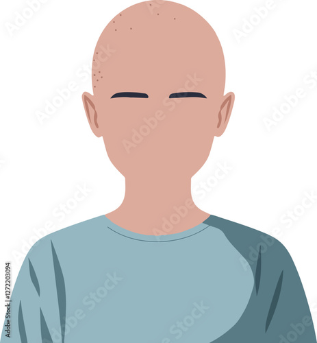 Minimalist Cancer Patient Portrait Vector Illustration
