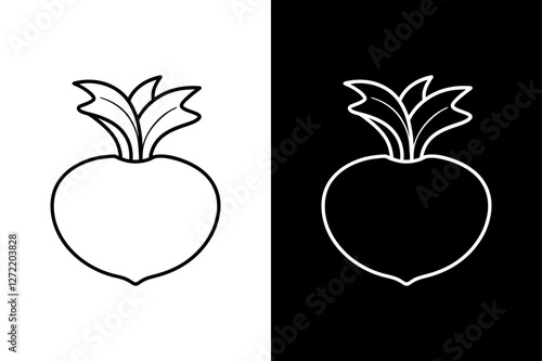 Stylish Kohlrabi Vector. Solid White on Black Design